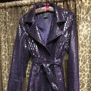 Purple Alligator Print Trench Coat